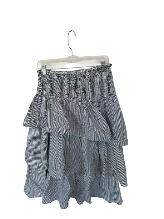 Love The Label Size L White & Black Cotton Side Zip Striped Smocked Back Skirt White & Black / L