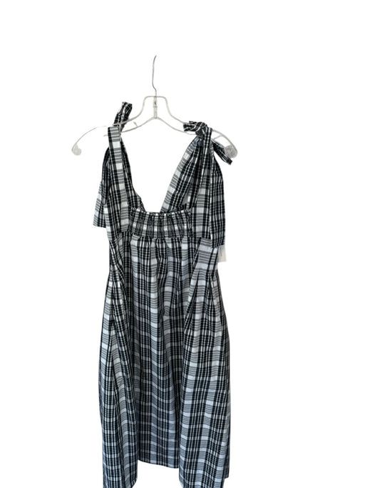 Maeve Size S White & Black Tie Straps Plaid Side Zip Maxi Dress White & Black / S