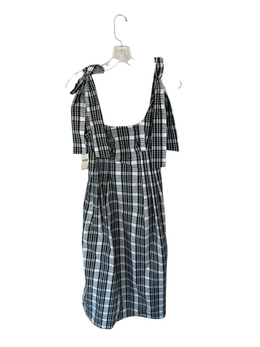 Maeve Size S White & Black Tie Straps Plaid Side Zip Maxi Dress White & Black / S