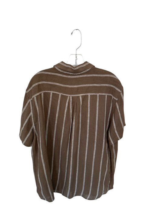 Katin Size XXL Brown & Cream Cotton & Linen Lines Button Down Men's Shirt Brown & Cream / XXL