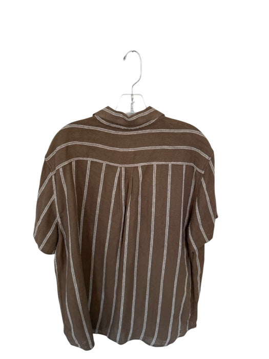 Katin Size XXL Brown & Cream Cotton & Linen Lines Button Down Men's Shirt Brown & Cream / XXL