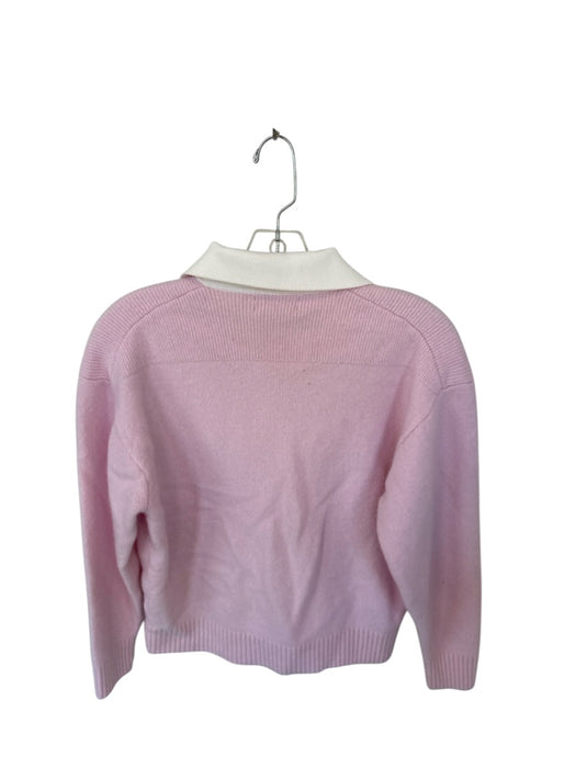 J. Crew Size M Pink & White Wool Collar Long Sleeve Buttons Sweater Pink & White / M