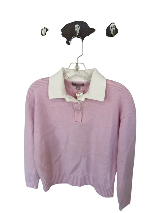 J. Crew Size M Pink & White Wool Collar Long Sleeve Buttons Sweater Pink & White / M