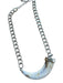 Silver & tan Resin Metal Chain Horn Necklace Silver & tan