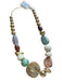 Sage & Cream Resin Beaded Round Beads Gold Hardware Necklace Sage & Cream