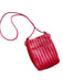 Red Vegan Leather Basket Weave Crossbody Strap Bag Red / S