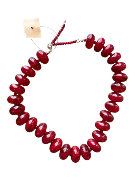 Deep Red Resin Round Beads Chunky Necklace Deep Red