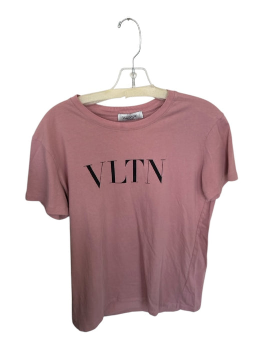 Valentino Size XS Mauve & Black Cotton Short Sleeve Logo Top Mauve & Black / XS