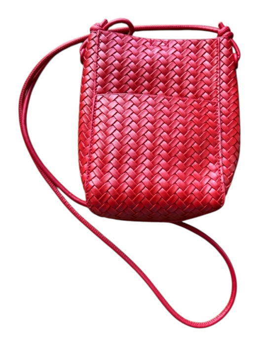 Red Vegan Leather Woven Crossbody Bag Red / S
