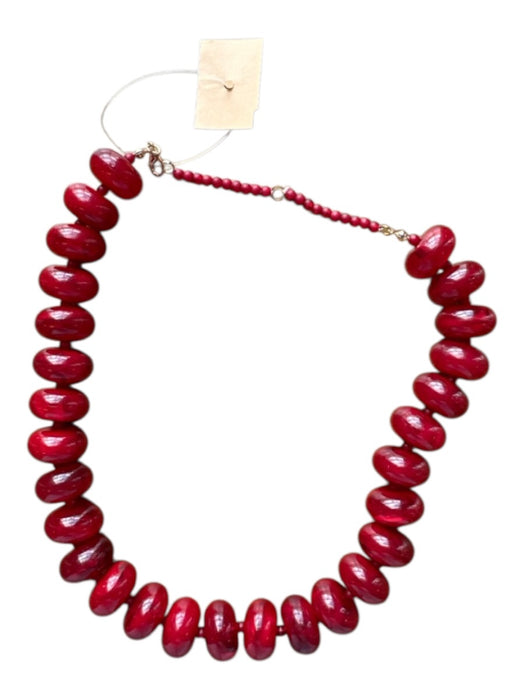 Dark Red Resin Chunky Beads Necklace Dark Red