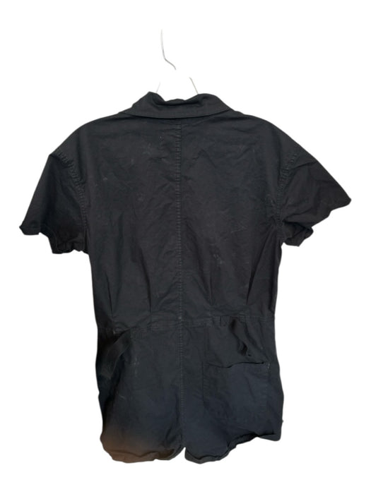 Pistola Size S Black Cotton Short Sleeve Button Down Cargo Pockets Romper Black / S