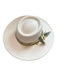Cream & Green Polyester Ribbon Leather Accents Wide Brim Hat Cream & Green / M
