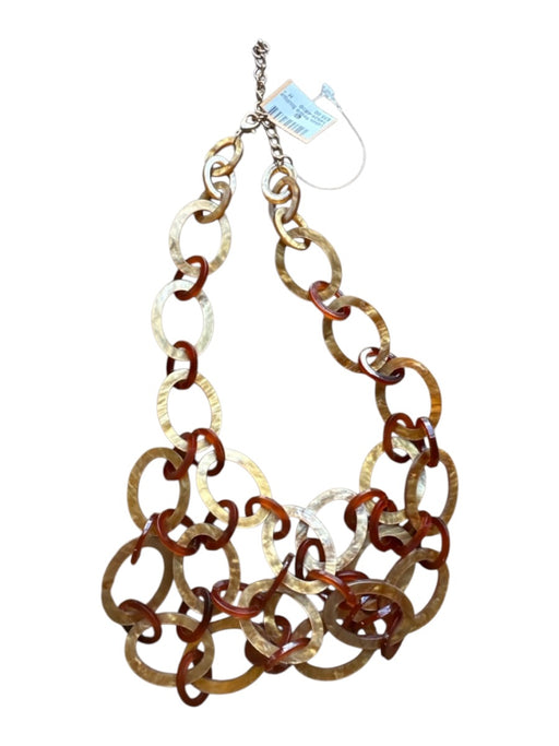 Brown Resin Oval Chain Multi Strand Statement Necklace Brown