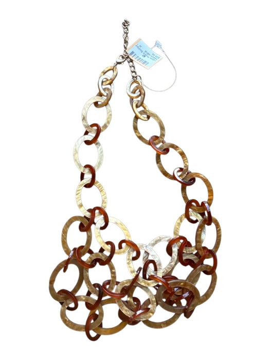 Brown Resin Oval Chain Multi Strand Statement Necklace Brown