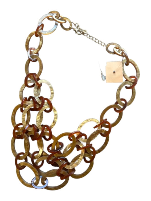 Brown Resin Oval Chain Multi Strand Statement Necklace Brown