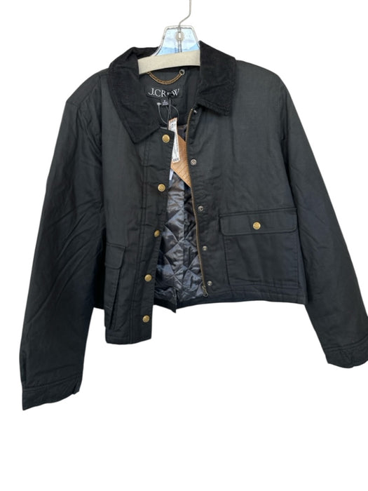 J. Crew Size M Black Cotton Corduroy Collar Down Lining Detail Short Coat Black / M