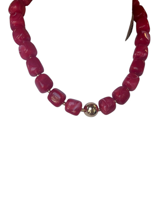 Red & Gold Resin Square Beads Necklace Red & Gold