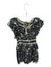 Ulla Johnson Size 6 Navy & Tan Cotton Flutter Sleeves Flowers Back Zip Romper Navy & Tan / 6