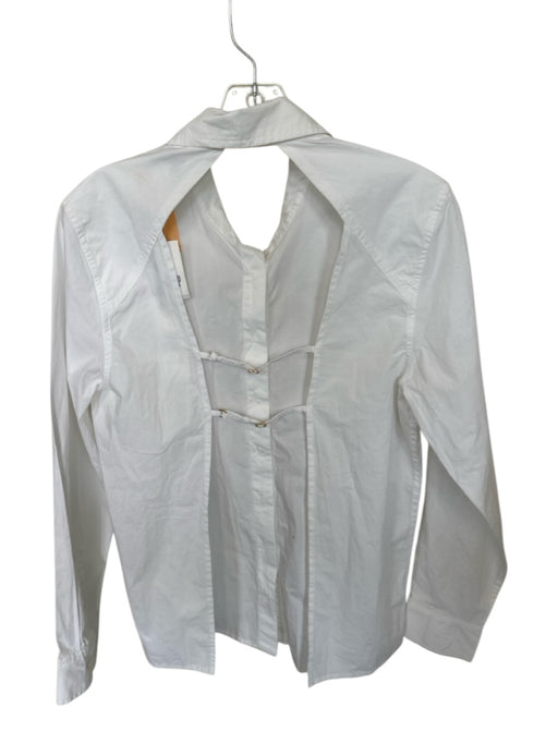 Gap x Cult Gaia Size M White Cotton Long Sleeve Open Back Button Down Top White / M