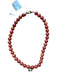 Rust & Gold Stone Beads Faux Diamonds Pendant Necklace Rust & Gold