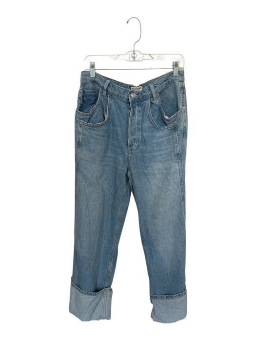 We The Free Size 26 Med Light Wash Cotton Low Rise Baggy Fit Cuffed Jeans Med Light Wash / 26