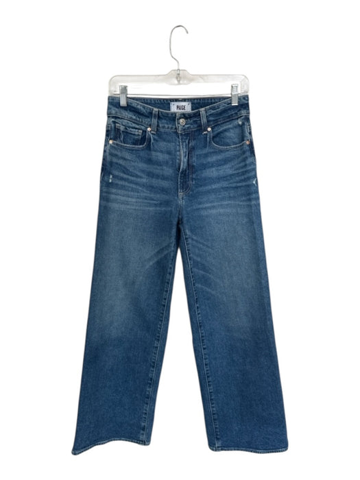 Paige Size 27P Med Dark Wash Cotton High Waist Wide Leg Jeans Med Dark Wash / 27P