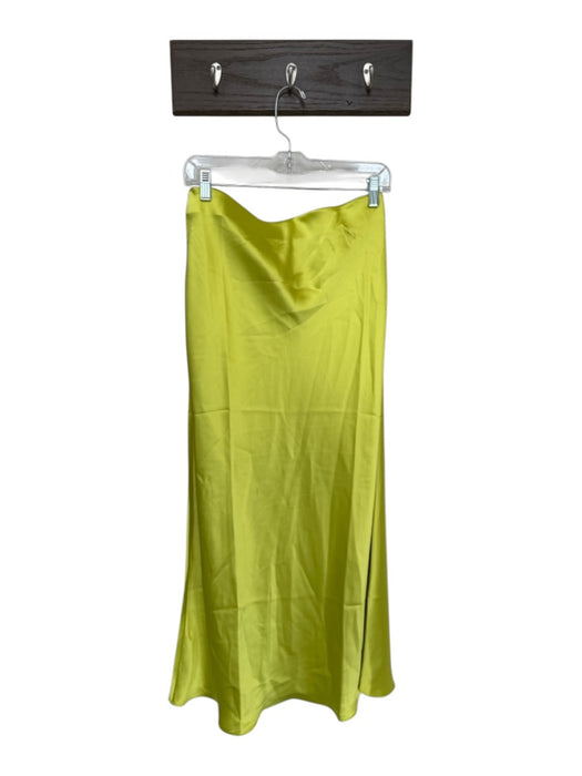 Loft Size M Chartreuse Polyester Elastic Waist Maxi Skirt Chartreuse / M