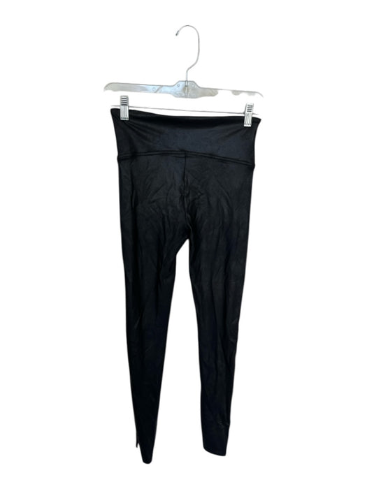 Spanx Size M Black & White Coated Elastic Waist Side Stripe Leggings Black & White / M
