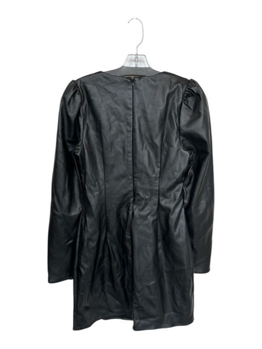 Ronny Kobo Size L Black Vegan Leather Long Sleeve Keyhole Front Back Zip Dress Black / L