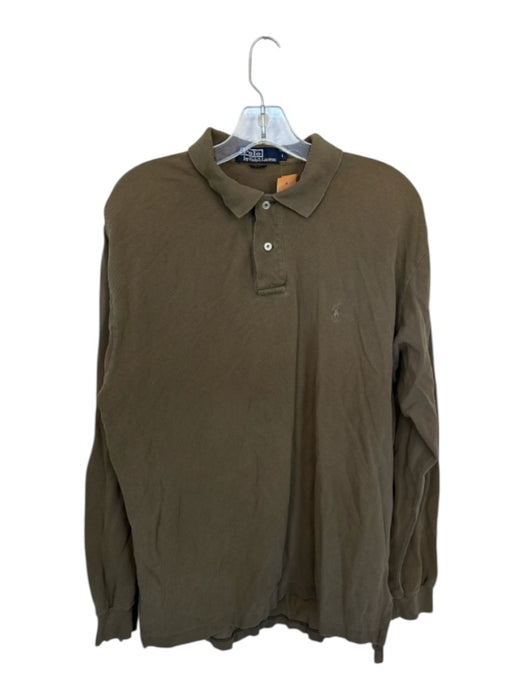 Polo Ralph Lauren Size L Green Cotton Solid Men's Polo Green / L