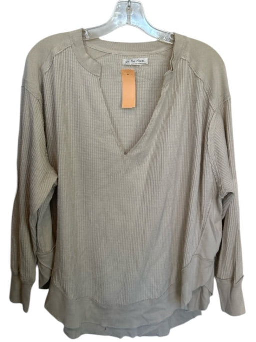 We The Free Size XS Tan Cotton Long Sleeve Waffle V Neck Top Tan / XS