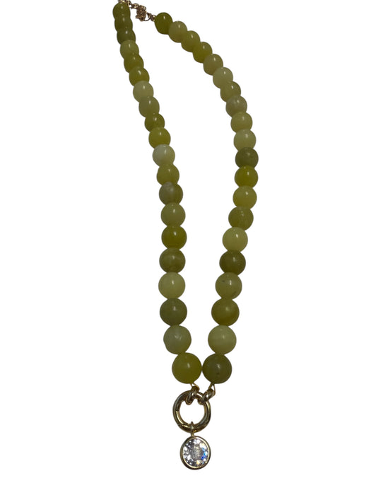 Chartreuse Stone Beads Crystal Pendant Necklace Chartreuse