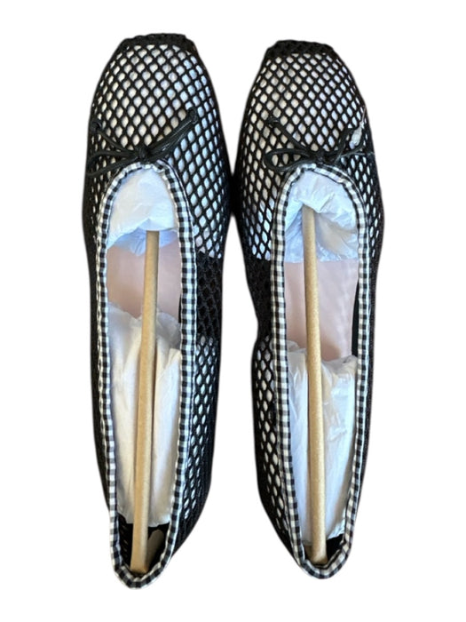 J. Crew Shoe Size 9 Black Leather & Canvas Mesh Gingham Flats Black / 9