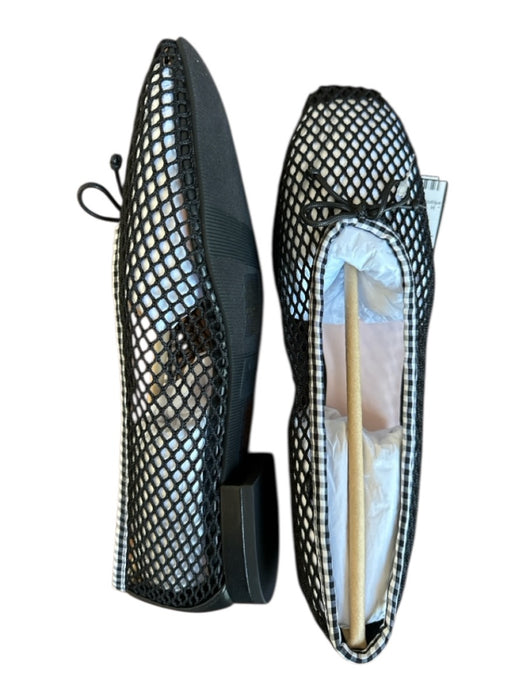 J. Crew Shoe Size 9 Black Leather & Canvas Mesh Gingham Flats Black / 9