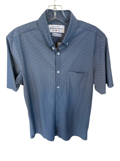 Mizzen + Main Size MT Blue & White Polyester Blend Dots Button Down Men's Shirt Blue & White / MT