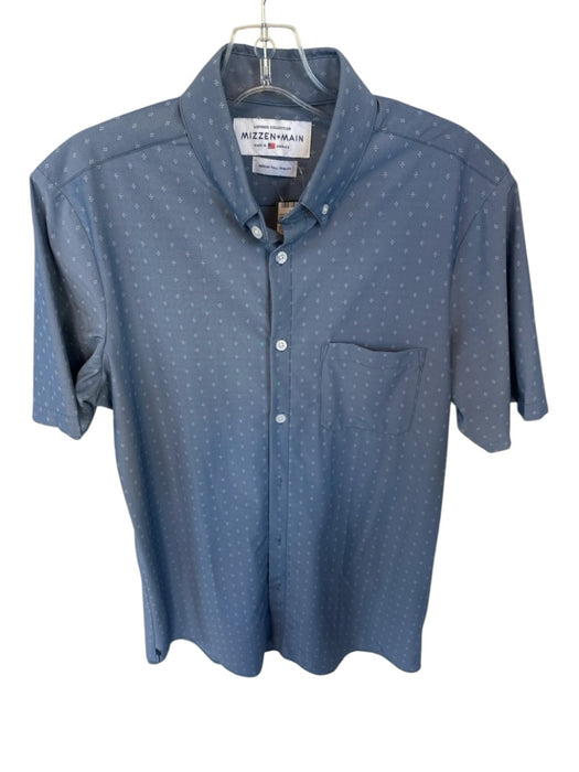 Mizzen + Main Size MT Blue & White Polyester Blend Dots Button Down Men's Shirt Blue & White / MT
