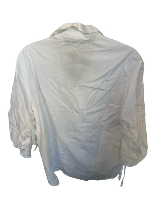 Vince Size 6 White Cotton Long Sleeve Drawstring Sleeve Button Down Poplin Top White / 6