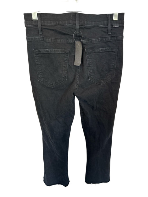 Mother Size 28 Black Cotton Blend High Waist Bootcut Raw Hem Jeans Black / 28