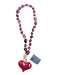 Maroon Resin Chunky Beads Heart Pendant Toggle Necklace Maroon