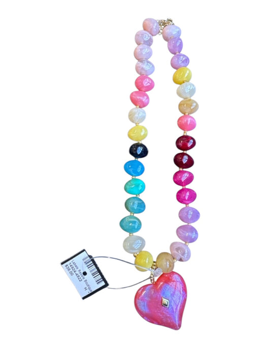 Multi Resin Chunky Beads Heart Pendant Necklace Multi