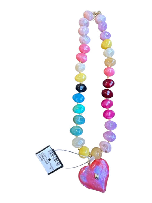 Multi Resin Chunky Beads Heart Pendant Necklace Multi