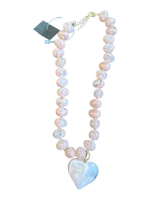 Blue & White Resin Chunky Beads Faux Pearl Necklace Blue & White
