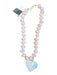 Blue & White Resin Chunky Beads Faux Pearl Necklace Blue & White