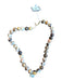 Brown & Gold Stone Beads Round Beads Faux Diamonds Necklace Brown & Gold
