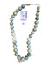 Green & Gold Stone Beads Round Beads Faux Diamonds Necklace Green & Gold