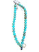 Turquiose Beaded Round Beads Faux Diamonds Necklace Turquiose