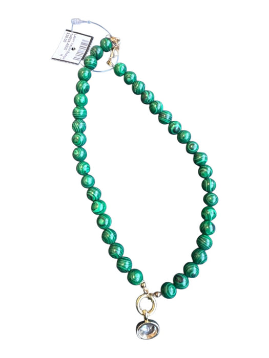 Green Stone Beads Round Beads Faux Diamonds Necklace Green