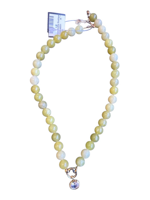 Chartreuse Stone Beads Round Beads Faux Diamonds Necklace Chartreuse