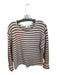 Gap Size M White & Brown Cotton Roll Neck Striped Knit Long Sleeve Sweater White & Brown / M
