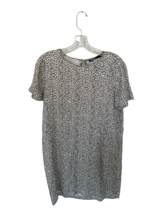 Jenny Kayne Size S Brown & Tan Viscose Short Sleeve Animal Print Shift Dress Brown & Tan / S